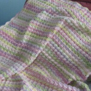 New beautiful handcrafted baby blanket, multi shades  pink, green,, yellow, blue